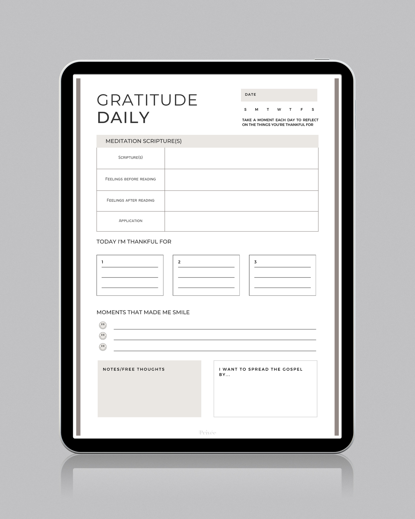 FREE Printable + Digital Daily Gratitude Worksheet