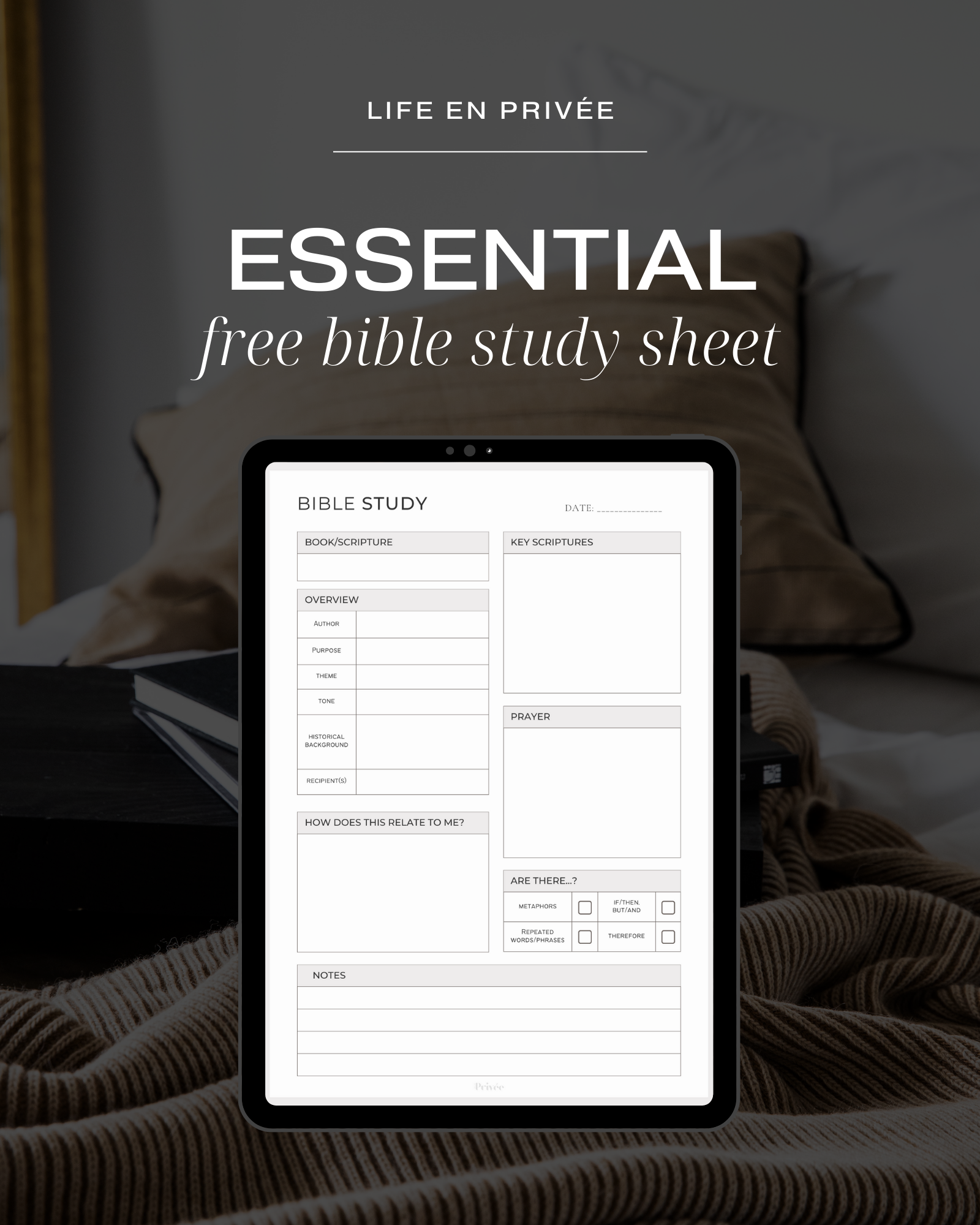 FREE Printable   Digital Bible Study Worksheet Lifeenprivee